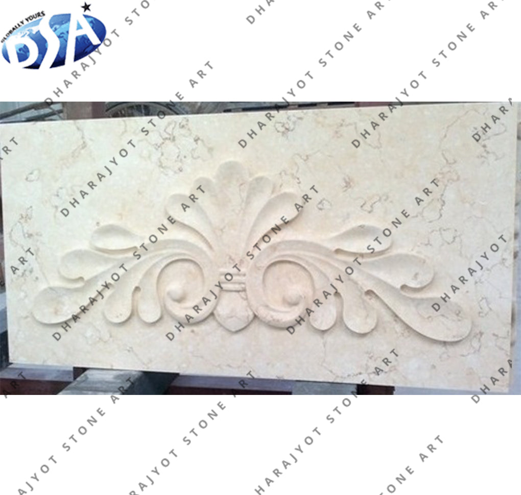 Custom Antique Handmade Stone Flower Wall Panel