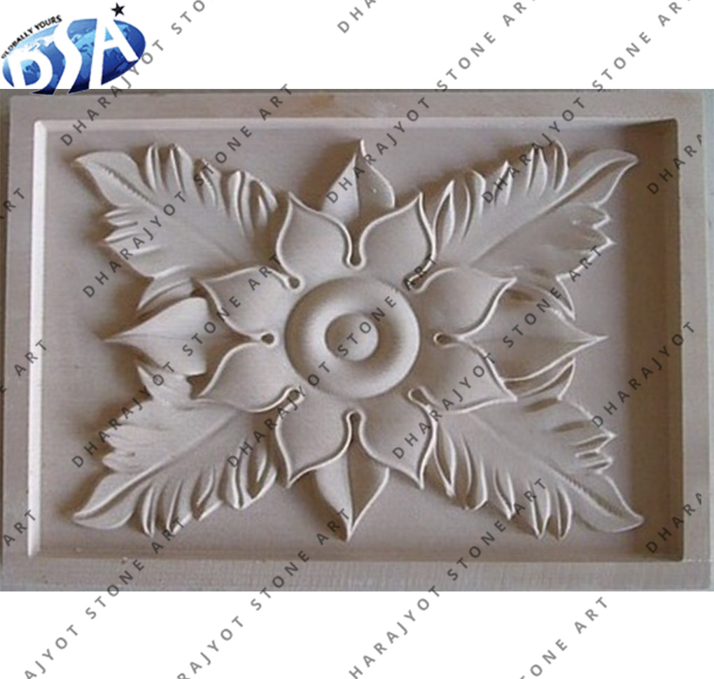 Classic Floral Decoration White Stone Wall Panel