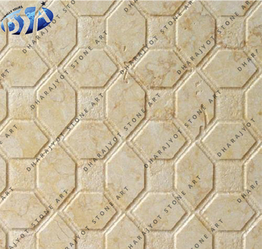 Elegant Hexagonal Pattern Stone Mural Wall Panel