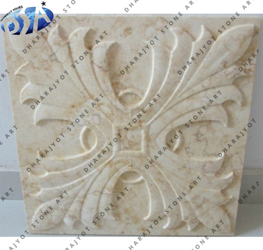 Carved Sandstone Flower Decorate Wall Panel