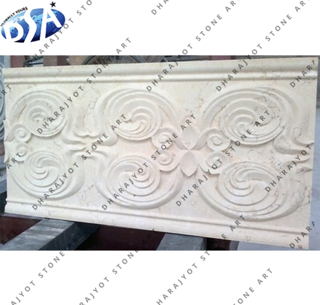 Antique Decorative Hand Carved Stone Wall Panel