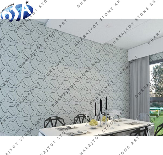 Stylish Handcrafted Modern Floral Leaf Pattern Stone Mural Wall Panel