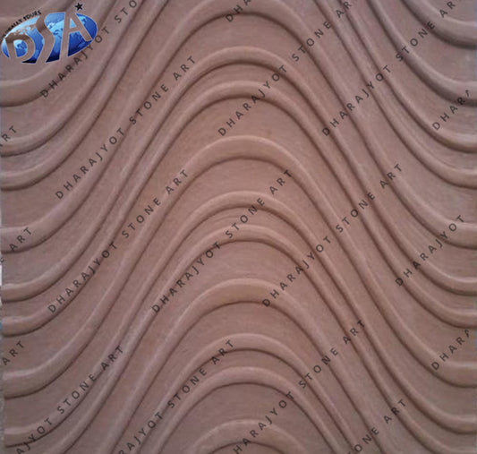 Living Room Hand-Carved Wave Design Stone Wall Panel