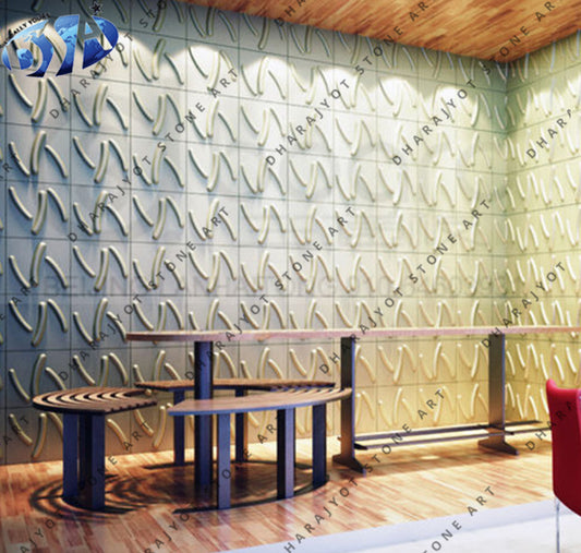 White Wave Modern Interior Decorative 3D Stone Wall Panel