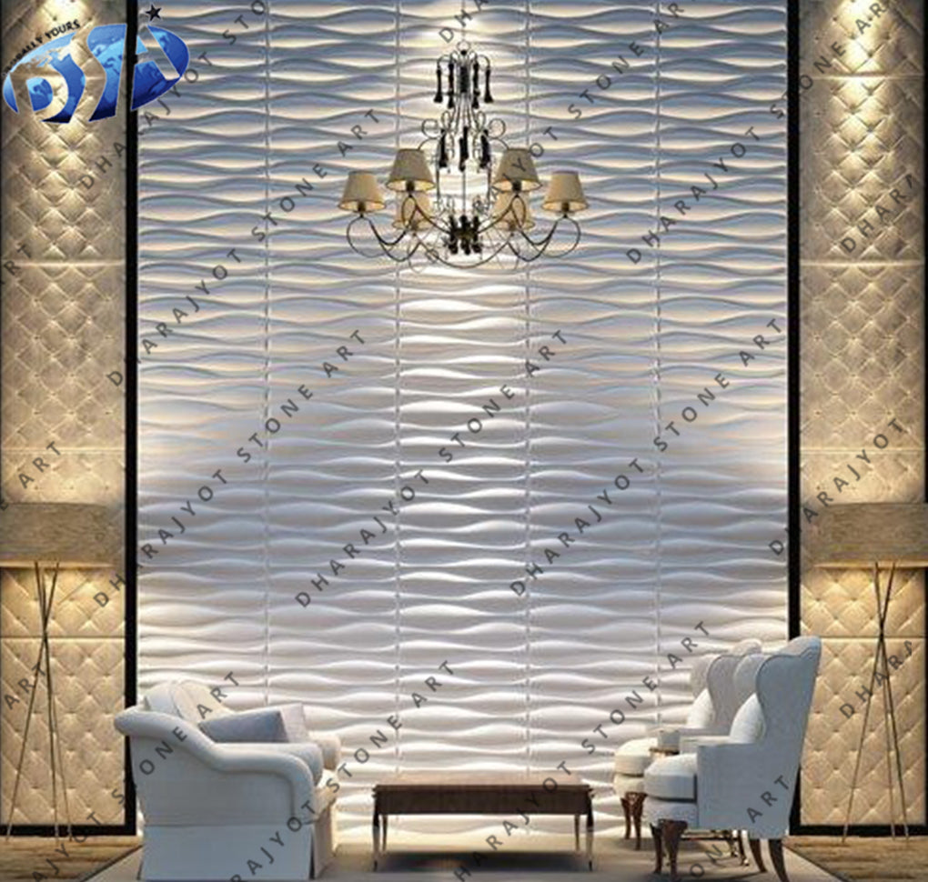 Home Decoration 3d Custom Handcrafted White Stone Wall Panel