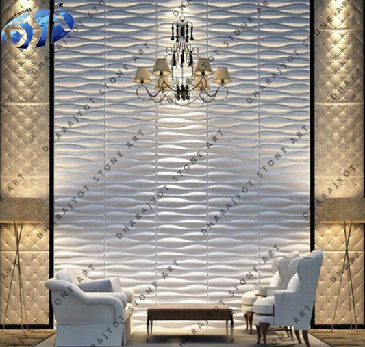 Home Decoration 3d Custom Handcrafted White Stone Wall Panel
