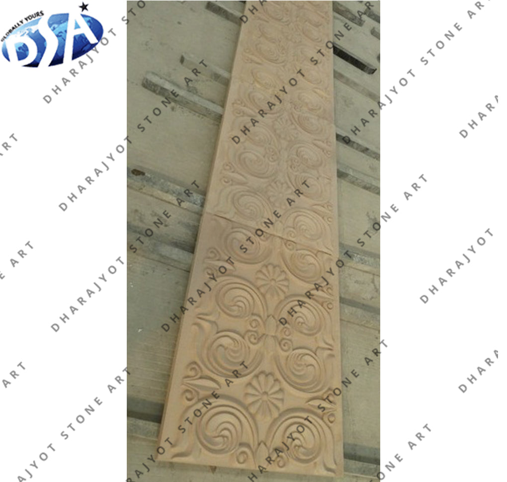 Elegant Beige Natural Stone Ornamental Carved Stone Wall Panel