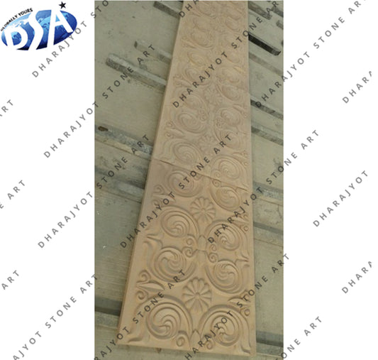 Elegant Beige Natural Stone Ornamental Carved Stone Wall Panel