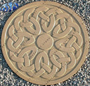 Hand-Carved Natural Sandstone Round Interlocking Knot Design Wall Panel