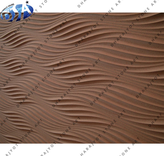 Decorative Flowing Hand-Curved Design Sandstone Wall Panel