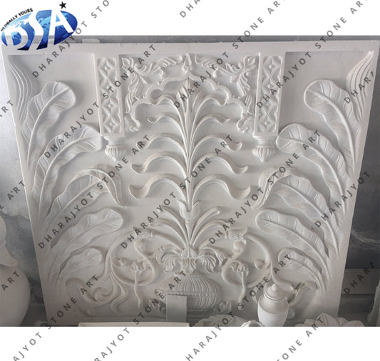 Luxury White Marble Wall Decoration Hand Carved Wall Panel