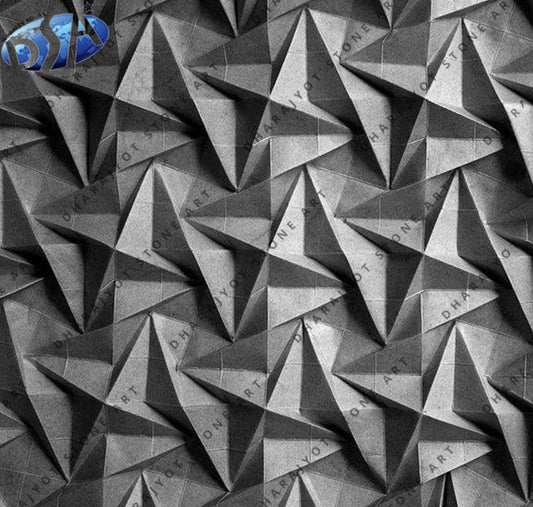 House Decor Elegant Black Curved Wave Stone Wall Panel
