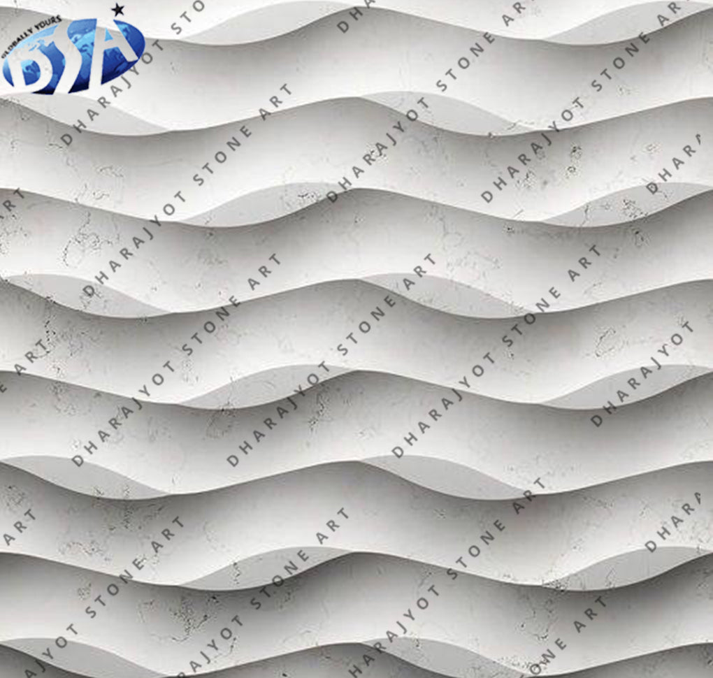 Elegant White 3D Wavy Ripple Stone Wall Panel
