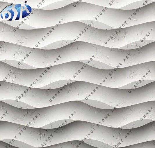 Elegant White 3D Wavy Ripple Stone Wall Panel