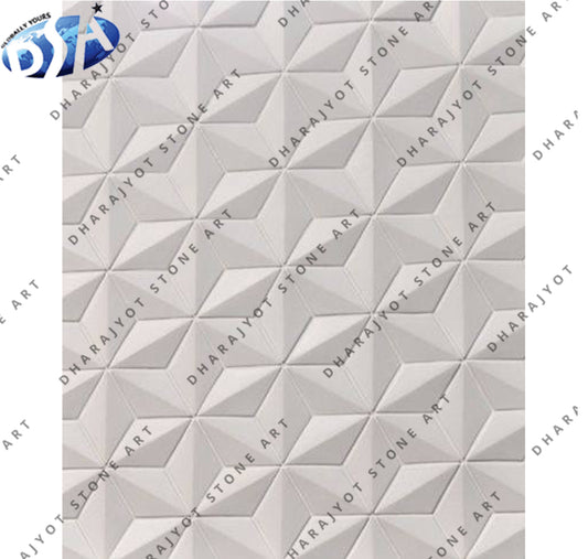 Elegant White Custom Sizes & Finishes Diamond Star Stone Wall Panel