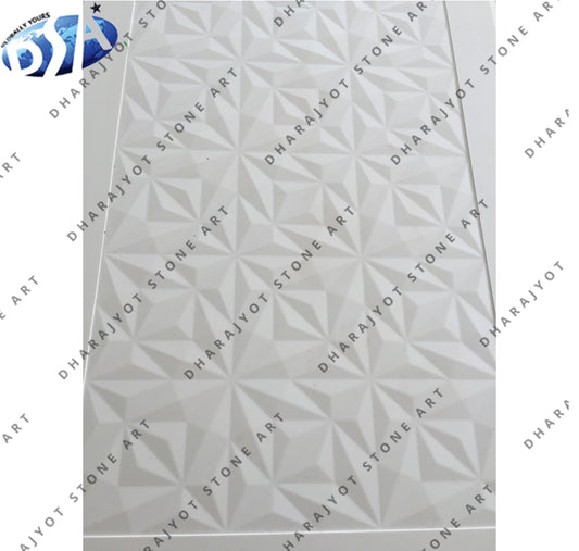 Elegant White Diamond & Star Pattern Starburst Stone Wall Panel