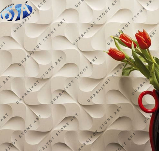 Living Room Decorative Curved Flow White Stone Wall Panel