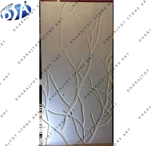 Elegant Nature-Inspired Decorative White Stone Wall Panel