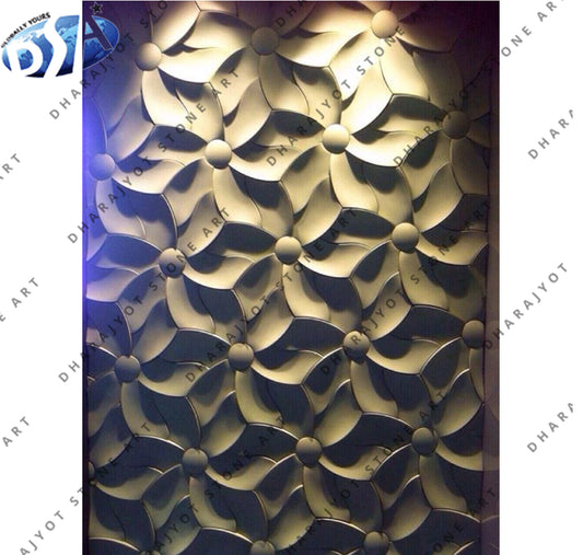 Decorative Elegant 3D Floral Petal Pattern Stone Wall Panel
