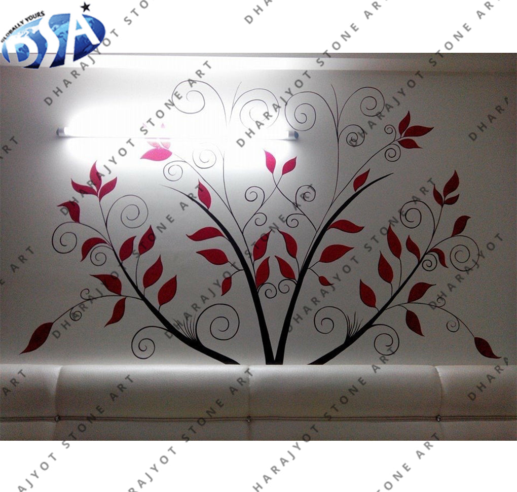 Elegant Tree Design Stone Inlay Wall Panel