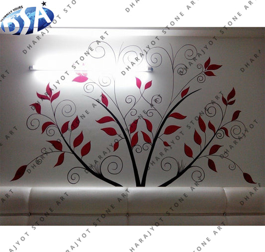Elegant Tree Design Stone Inlay Wall Panel
