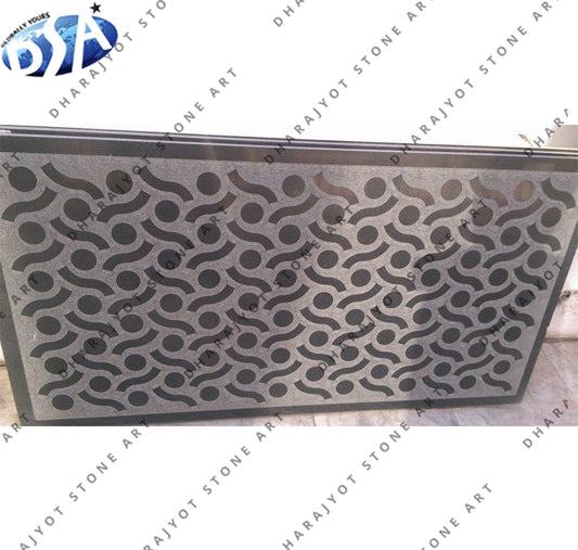 Geometric Cutout for Home & Office Decor Carved Black Stone Wall Panel
