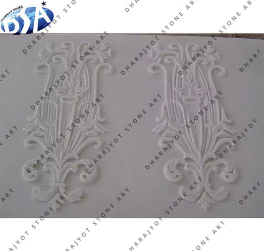 Luxury Interiors Hand-Carved White Marble Wall Panel