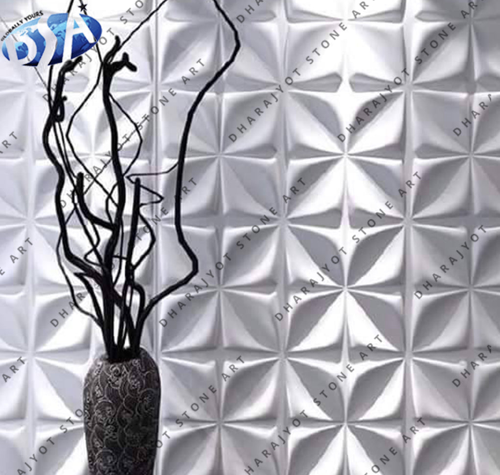 Modern Handcrafted White Stone Wall Panel