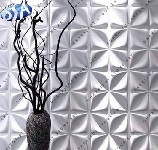 Modern Handcrafted White Stone Wall Panel