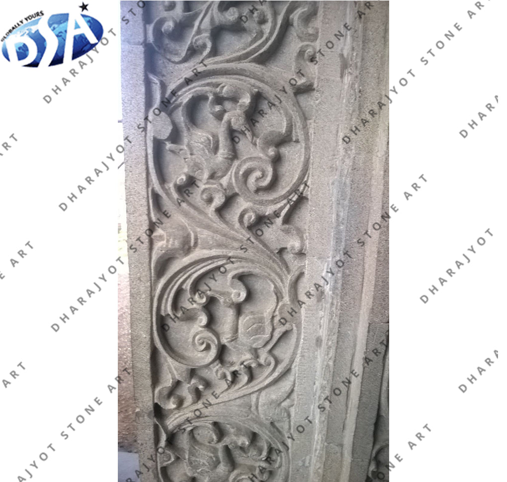 Heritage Style Stone Floral Carving Wall Panel