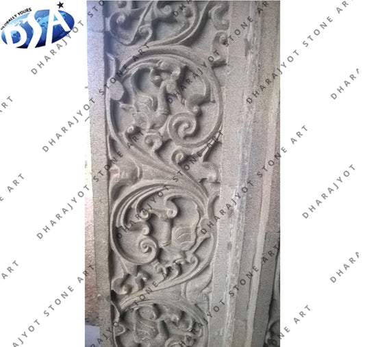 Heritage Style Stone Floral Carving Wall Panel