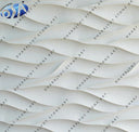 Contemporary Hand-Carved Wave Pattern Design White Marble Wall Panel
