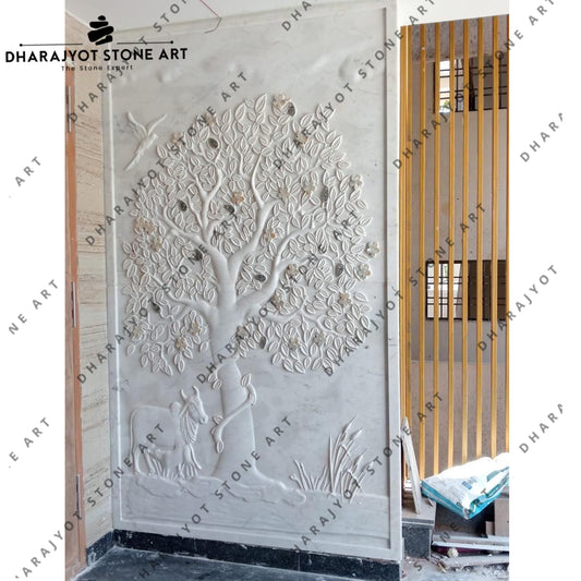 Hand-Carved Tree Design for Luxury Home & Temple Décor
