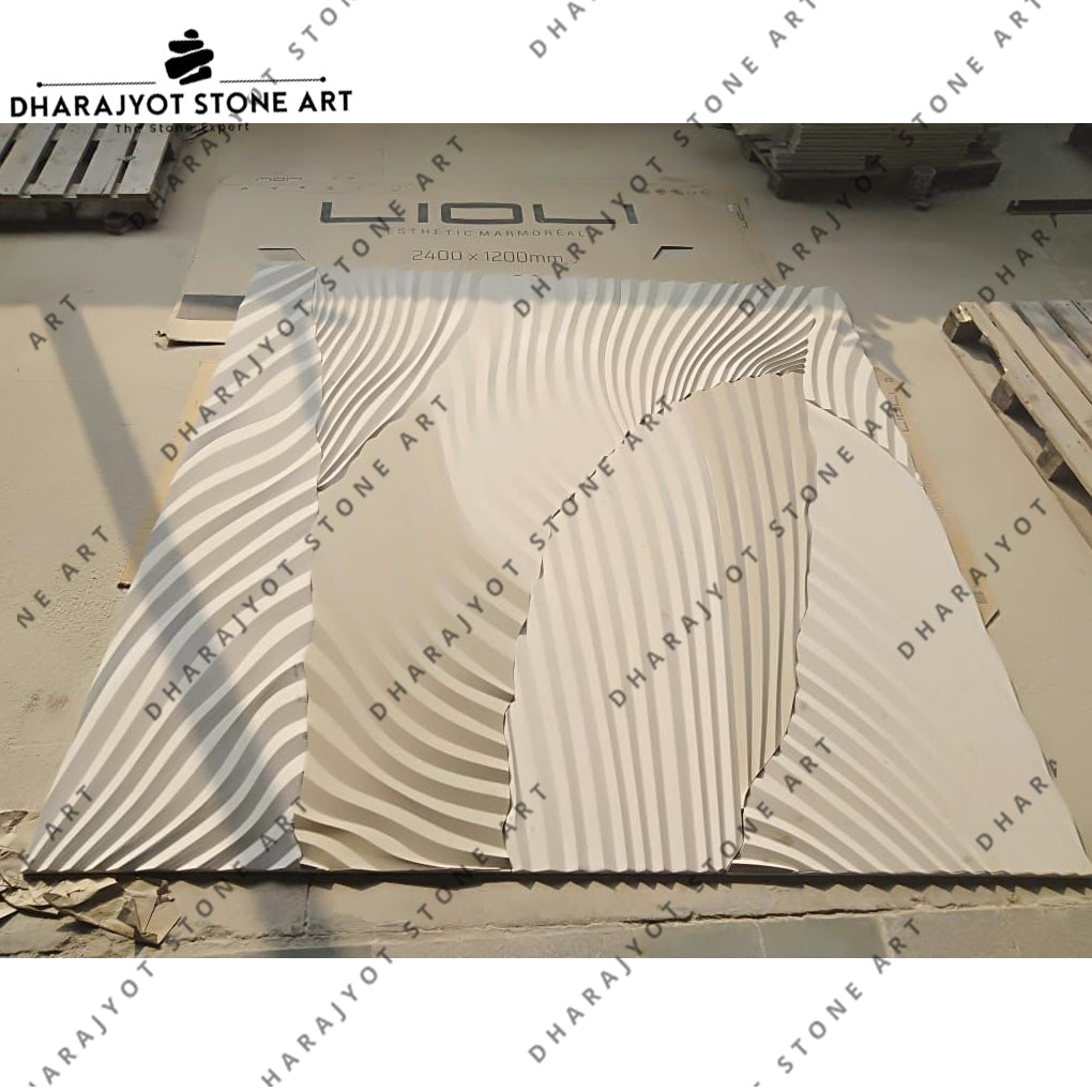Home Decor Natural Stone 3D Wave Pattern Wall Panel