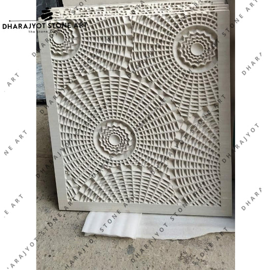 Elegant Home Decor Natural White Marble 3D Geometric Wall Panel