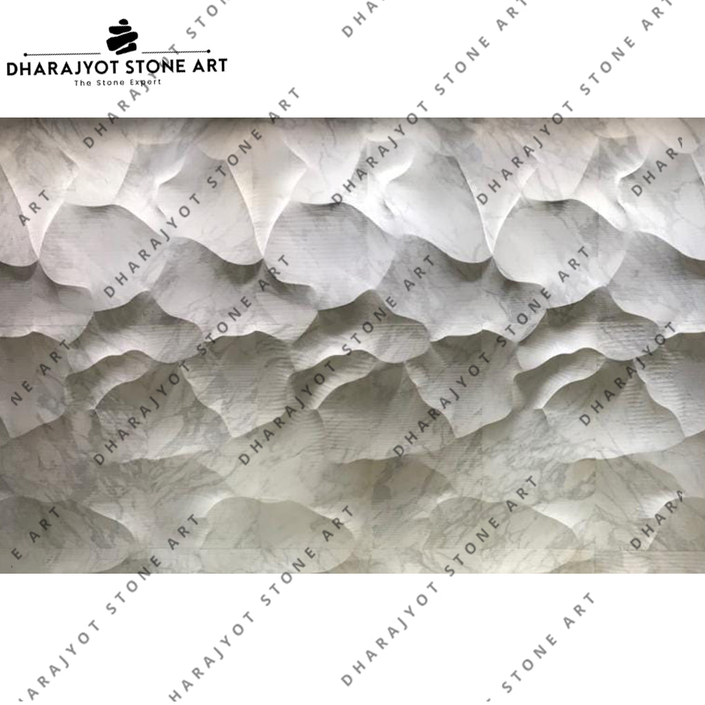 Hand-Carved Natural White Marble Wall Panel