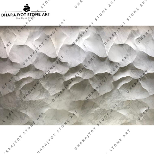 Hand-Carved Natural White Marble Wall Panel