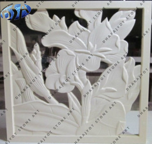 Hand-Carved Botanical Design for Elegant Interior Wall Panel