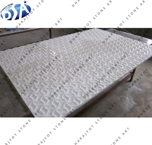 Geometric Modern Hand-Carved 3D Marble Wall Panel