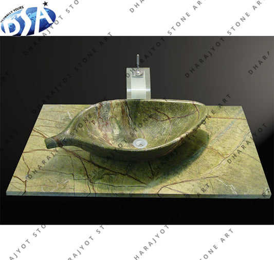 Indoor Decoration Green Marble Washbasin