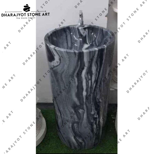 Luxury Blue Marble Freestanding Pedestal Wash Basin