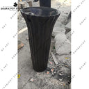 Hand-Carved from Solid Natural Black Marble Freestanding Pedestal Wash Basin