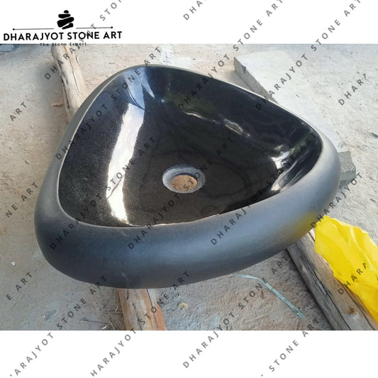 Handcrafted Black Natural Stone Countertop Bathroom Sink