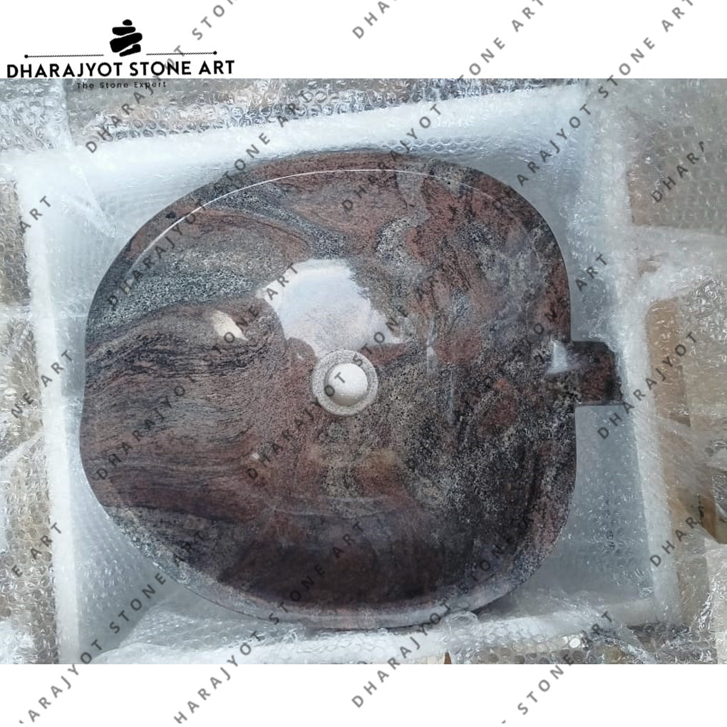 Modern Bathroom Handcrafted Oval Marble Countertop Sink