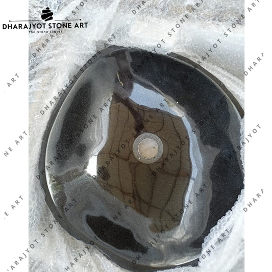 Luxury Black Natural Stone Round Countertop Wash Basin