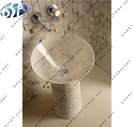 Natural Stone Pedestal Wash Basin