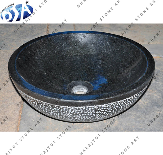 Black Round Marble Wash Basin