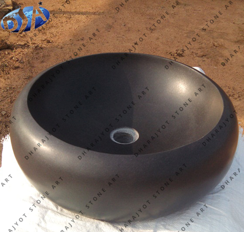 Black Polished Round Washbasin