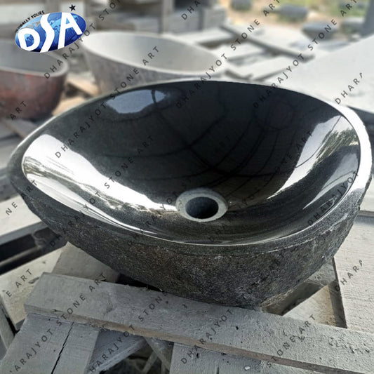 Natural Stone Black Stone Oval Wash Basin