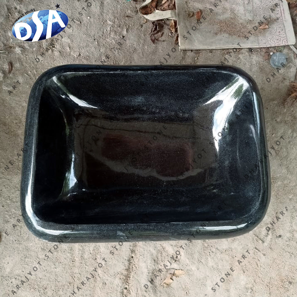 Rough Stone Black Marquina Marble Wash Basin